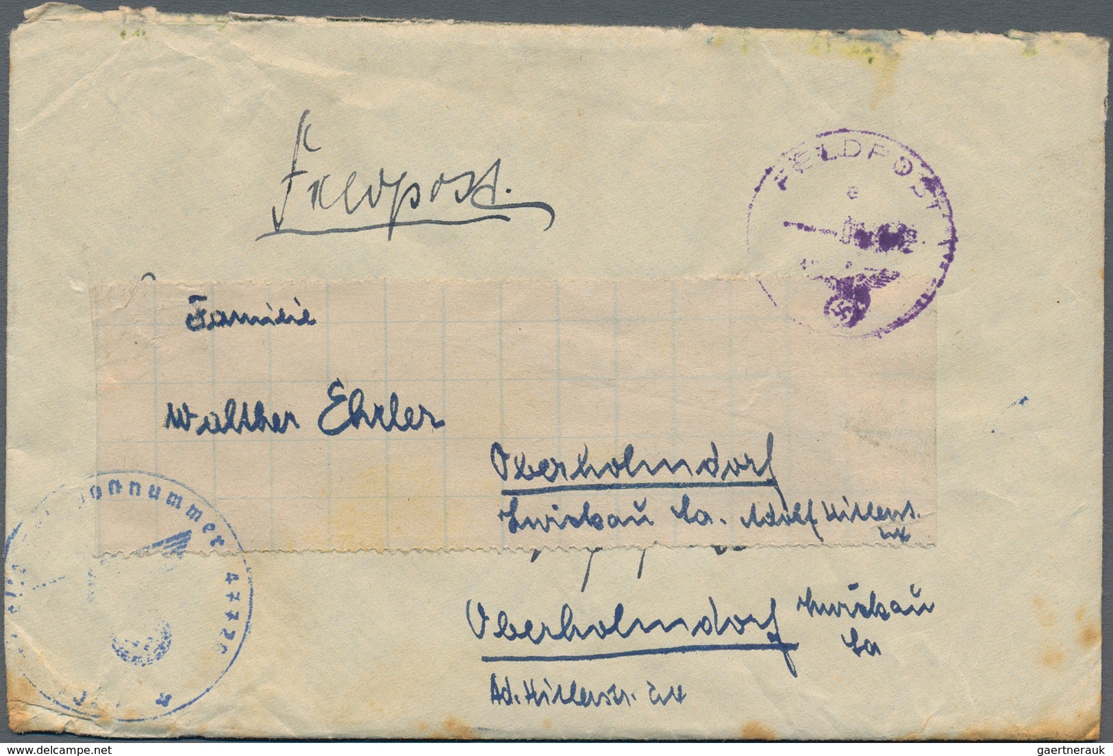Feldpost 2. Weltkrieg: 1942 (8.4.), Blauer Palmenstempel (Moschee Mit Palme) Rückseitig Auf Leicht R - Sonstige & Ohne Zuordnung