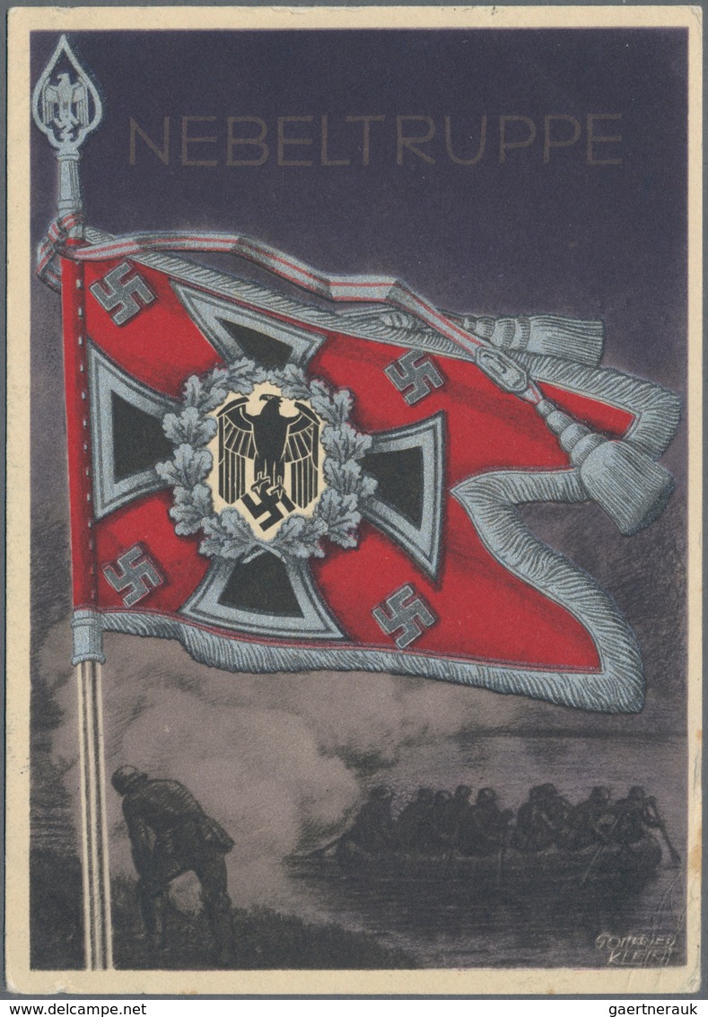 Feldpost 2. Weltkrieg: 1942, Farbige Propaganda-AK 'Fahnen Und Standarten - NEBELTRUPPE', Gelaufen M - Andere & Zonder Classificatie
