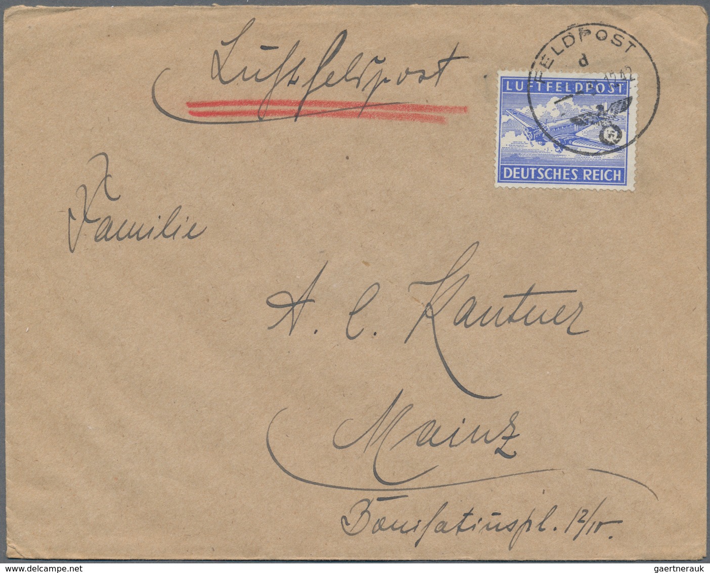 Feldpost 2. Weltkrieg: 1942 (31.12.), Ausgeflogener Luft-FP-Brief Mit Abs. 06018 (= 2. Kp. Fla. M. G - Sonstige & Ohne Zuordnung