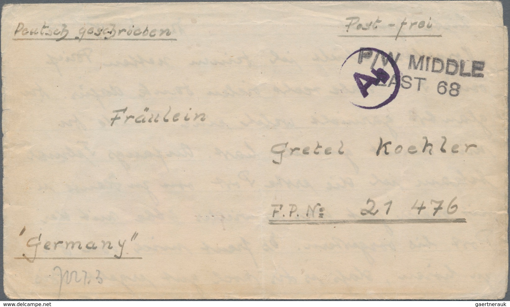 Feldpost 2. Weltkrieg: 1943/1944, Zwei Kgf.-Belege Eines Während Der 2. Alamein-Schlacht In Ägypten - Other & Unclassified