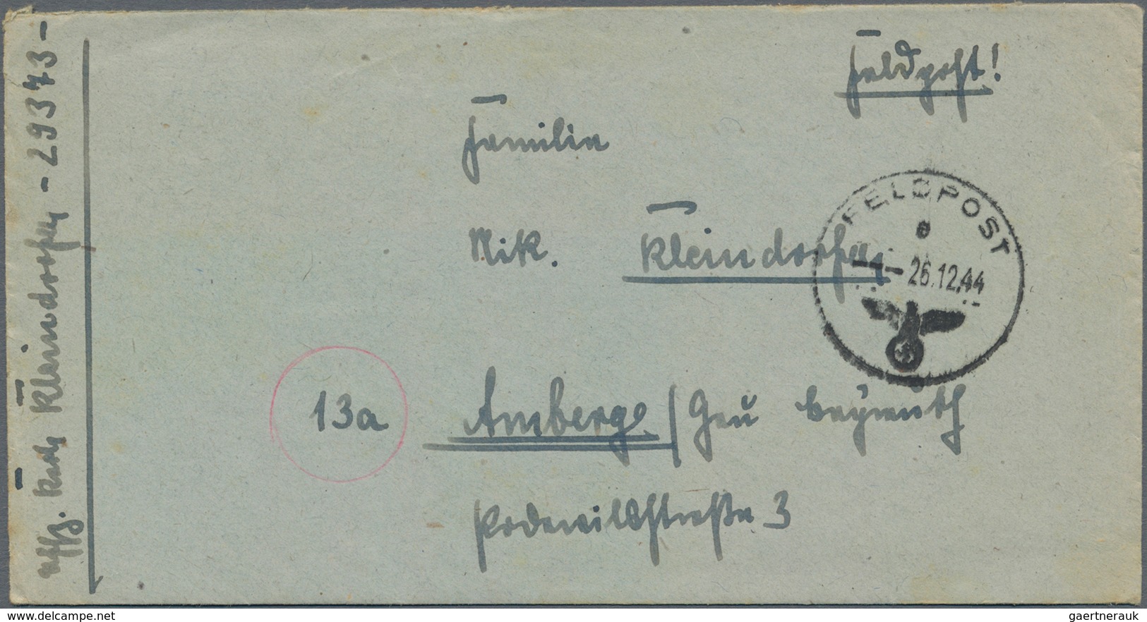 Feldpost 2. Weltkrieg: 1944, (23.10/26.12.), Zwei FP-Briefe (mit Brieftext) Versch. Einheiten (11190 - Andere & Zonder Classificatie