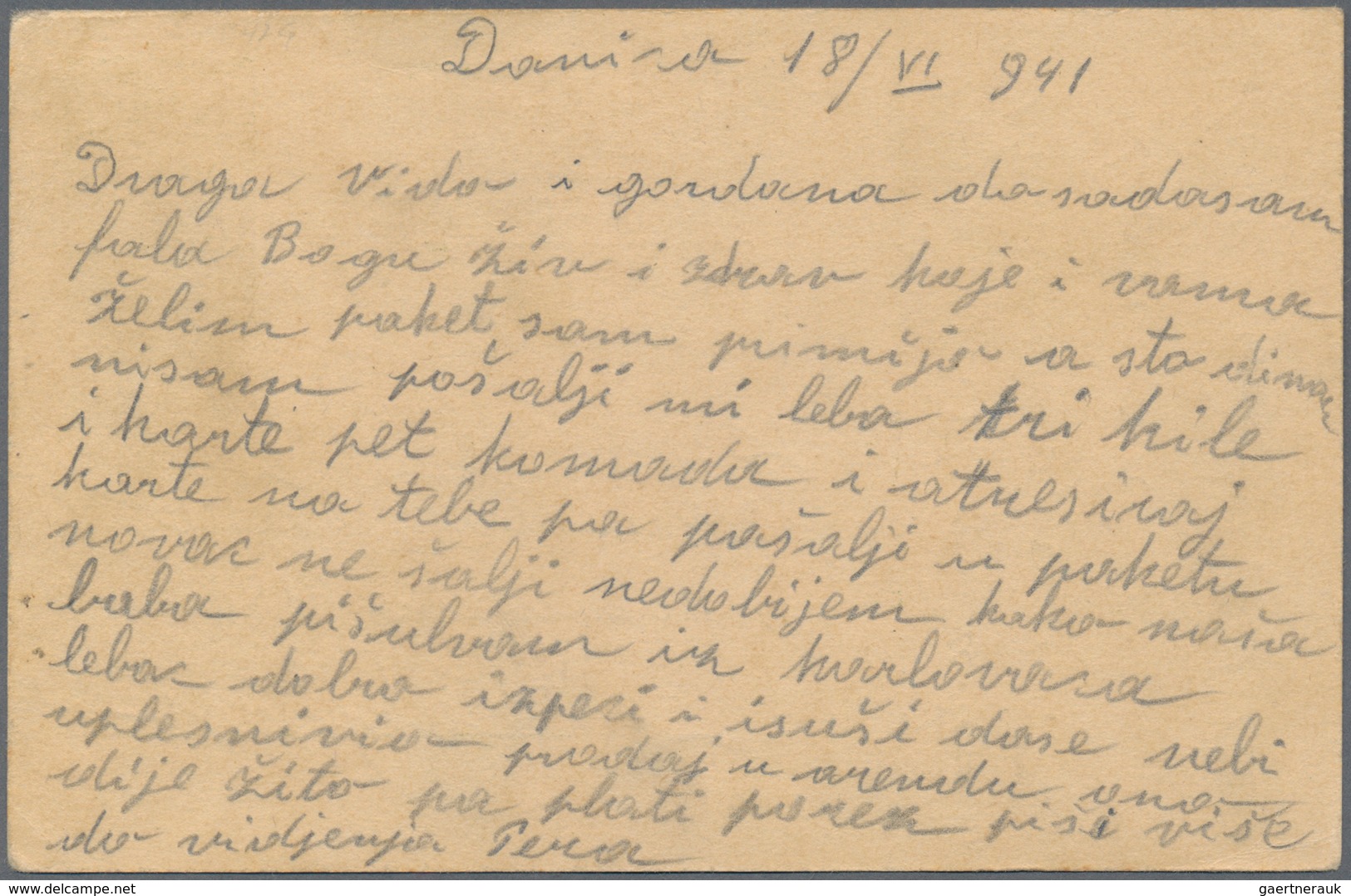 Zensurpost: 1941, KZ DANICA, Weiterverwendete Jugoslawische Ganzsachenkarte 1 Din. Grün, Rs. Ausführ - Sonstige & Ohne Zuordnung