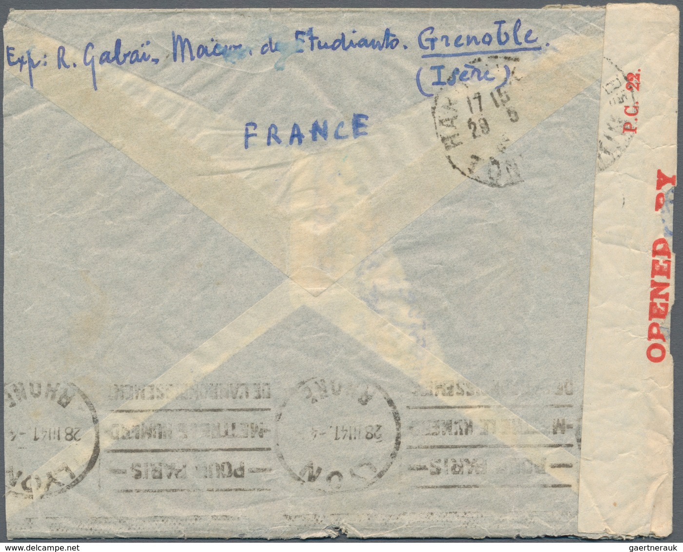 Zensurpost: 1941, France, 3 X 2 F 50 C Ultramarine Definitive "Cérès", Multiple Franking On Airmail - Sonstige & Ohne Zuordnung