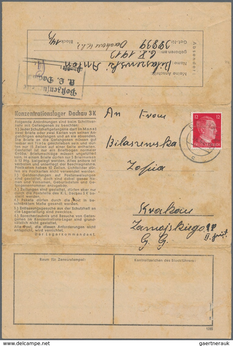 Kriegsgefangenen-Lagerpost: 1942-44 Drei Vorgedruckte Faltbriefe Bzw. Karte Aus Den Konzentrationsla - Other & Unclassified