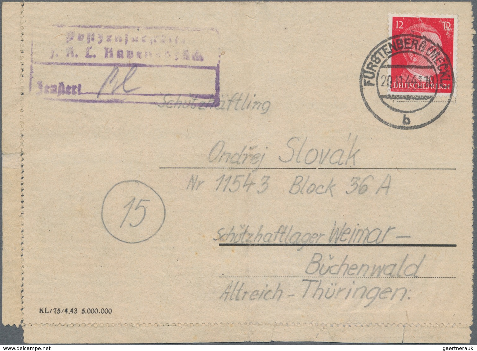 KZ-Post: 1944/45, Ravensbrück/Buchenwald, Zwei Vordruckkartenbriefe Aus Der Korrespondenz Eines Ehep - Covers & Documents