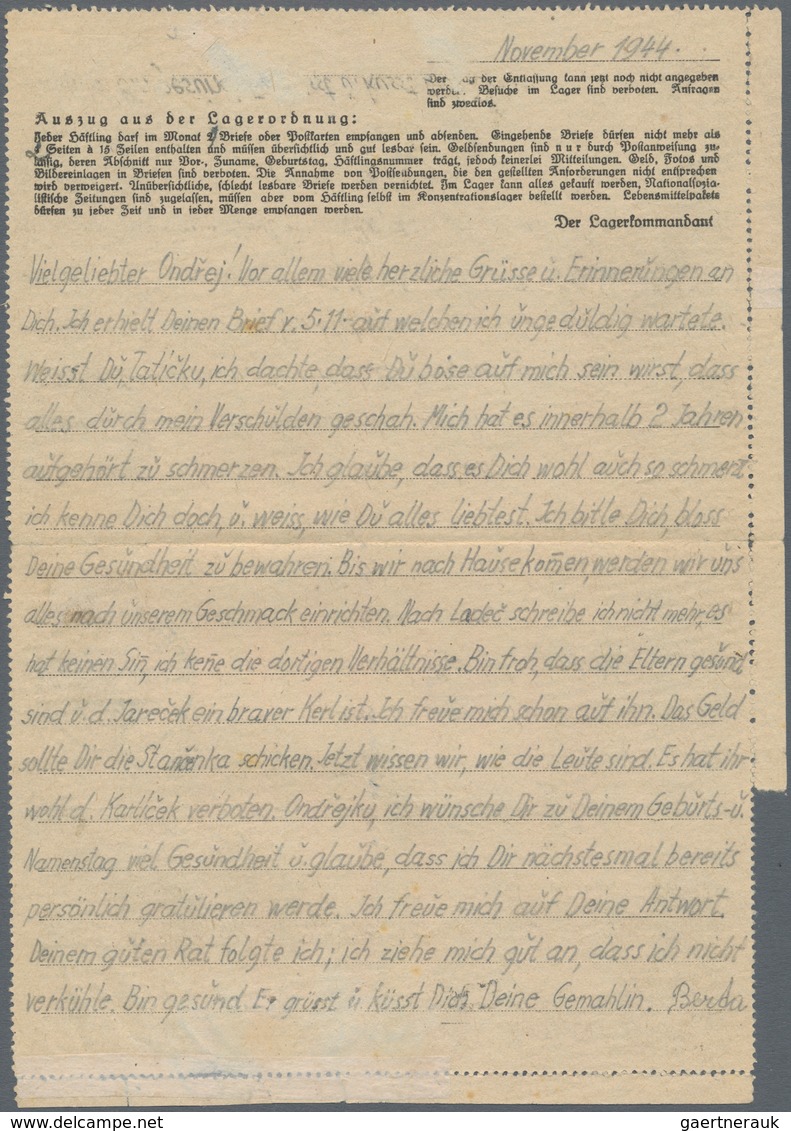 KZ-Post: 1944/45, Ravensbrück/Buchenwald, Zwei Vordruckkartenbriefe Aus Der Korrespondenz Eines Ehep - Cartas & Documentos