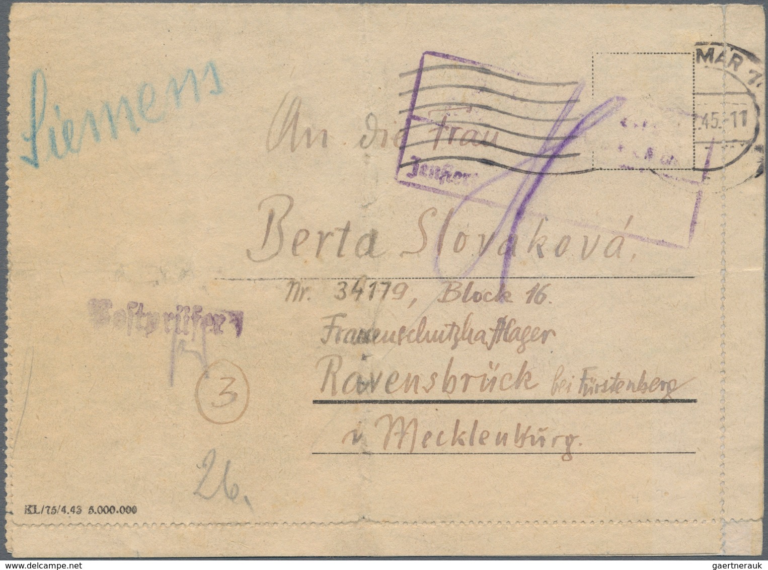 KZ-Post: 1944/45, Ravensbrück/Buchenwald, Zwei Vordruckkartenbriefe Aus Der Korrespondenz Eines Ehep - Cartas & Documentos