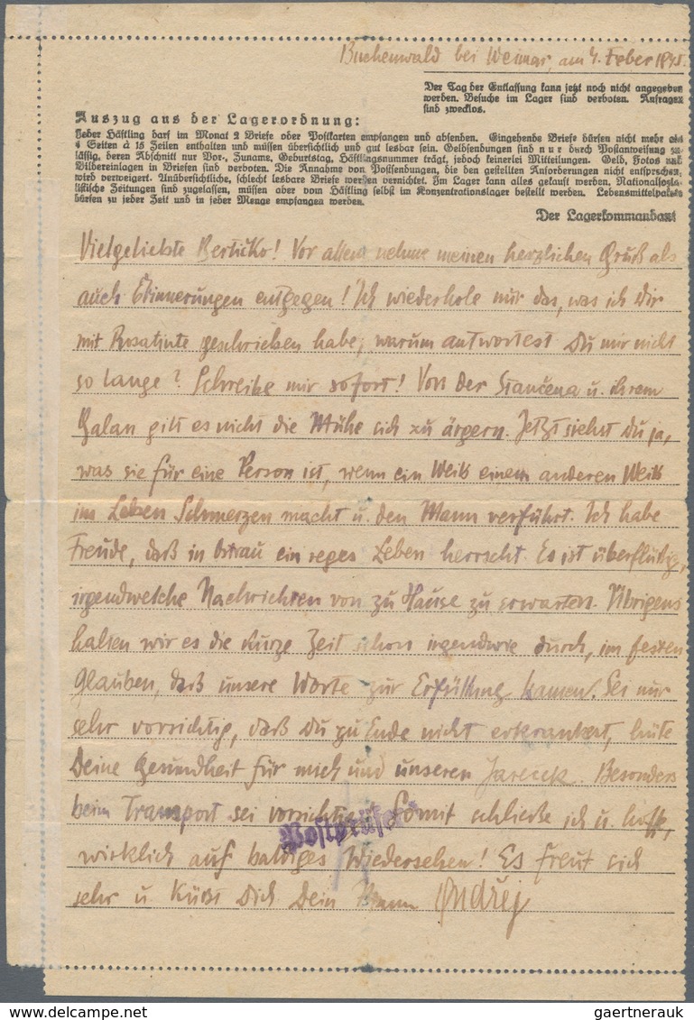 KZ-Post: 1944/45, Ravensbrück/Buchenwald, Zwei Vordruckkartenbriefe Aus Der Korrespondenz Eines Ehep - Cartas & Documentos