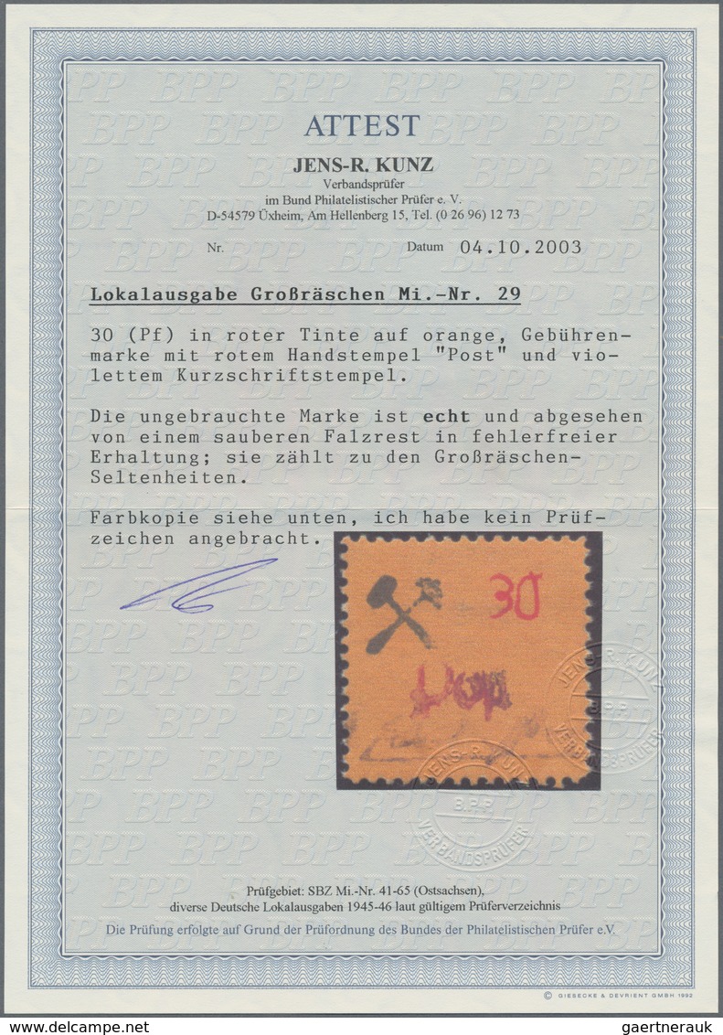 Deutsche Lokalausgaben Ab 1945: GROßRÄSCHEN, 1945, 30 (Pf) Gebührenmarke Mit Wertangabe '30' In Rote - Sonstige & Ohne Zuordnung