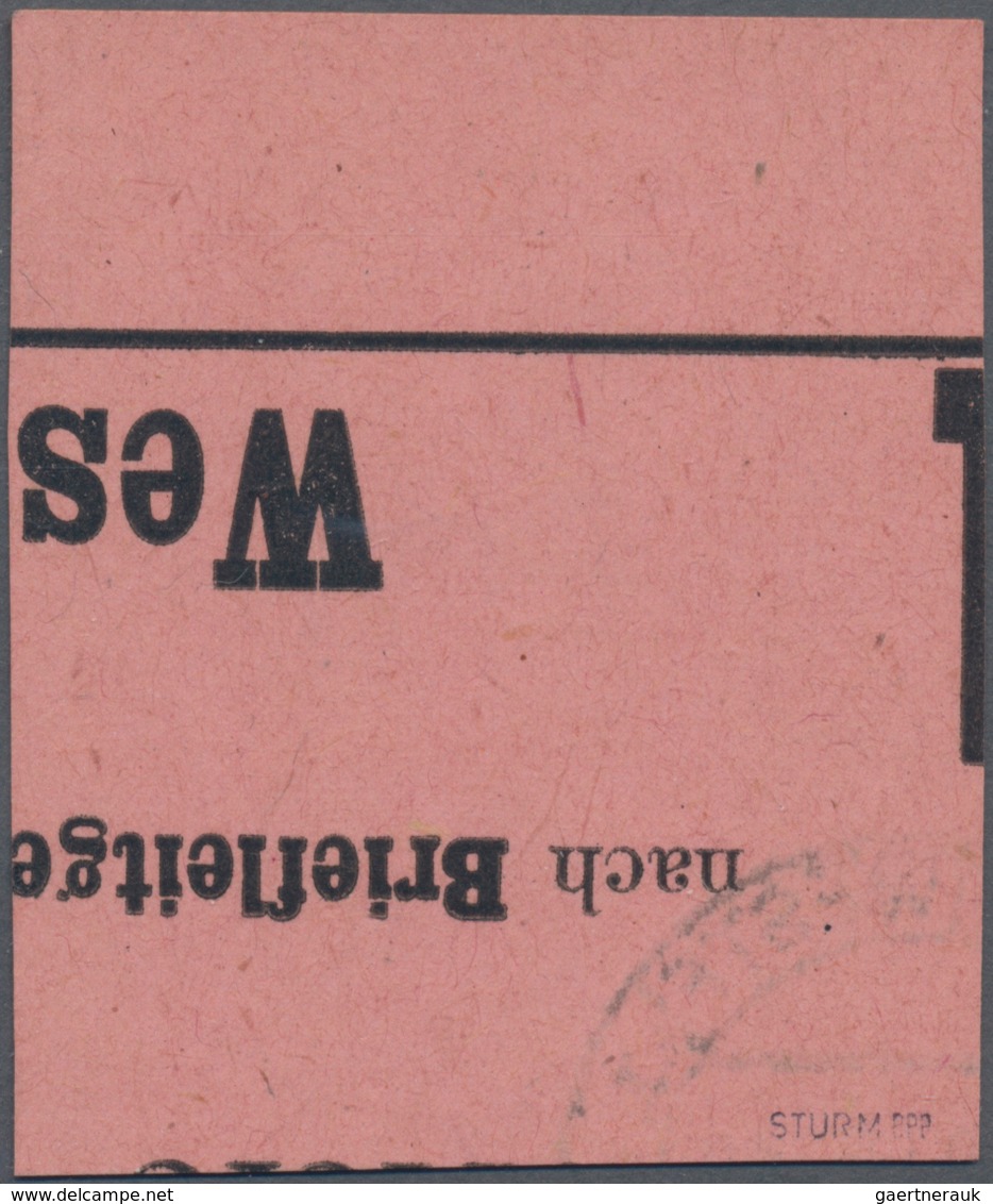 Deutsche Lokalausgaben Ab 1945: HAMM, 1945, 40 Rpf Gebührenzettel, Rosa Papier, Violettes Amtssiegel - Andere & Zonder Classificatie