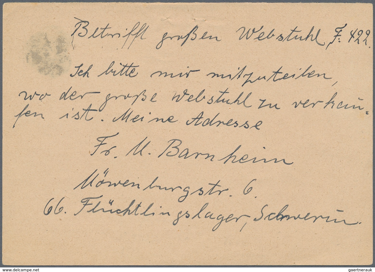 Alliierte Besetzung - Notausgaben: Sowjetische Zone: SCHWERIN: 1945, (6 Pfg.) Auf Antwortkarte 6 Pfg - Sonstige & Ohne Zuordnung