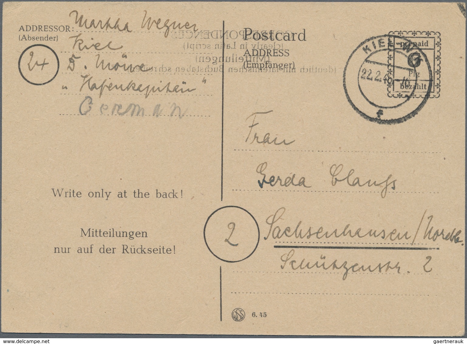 Alliierte Besetzung - Behelfsausgaben: Britische Zone: 1946. Postkarte 6 Pfg Mit Abklatsch Des Rs. V - Other & Unclassified