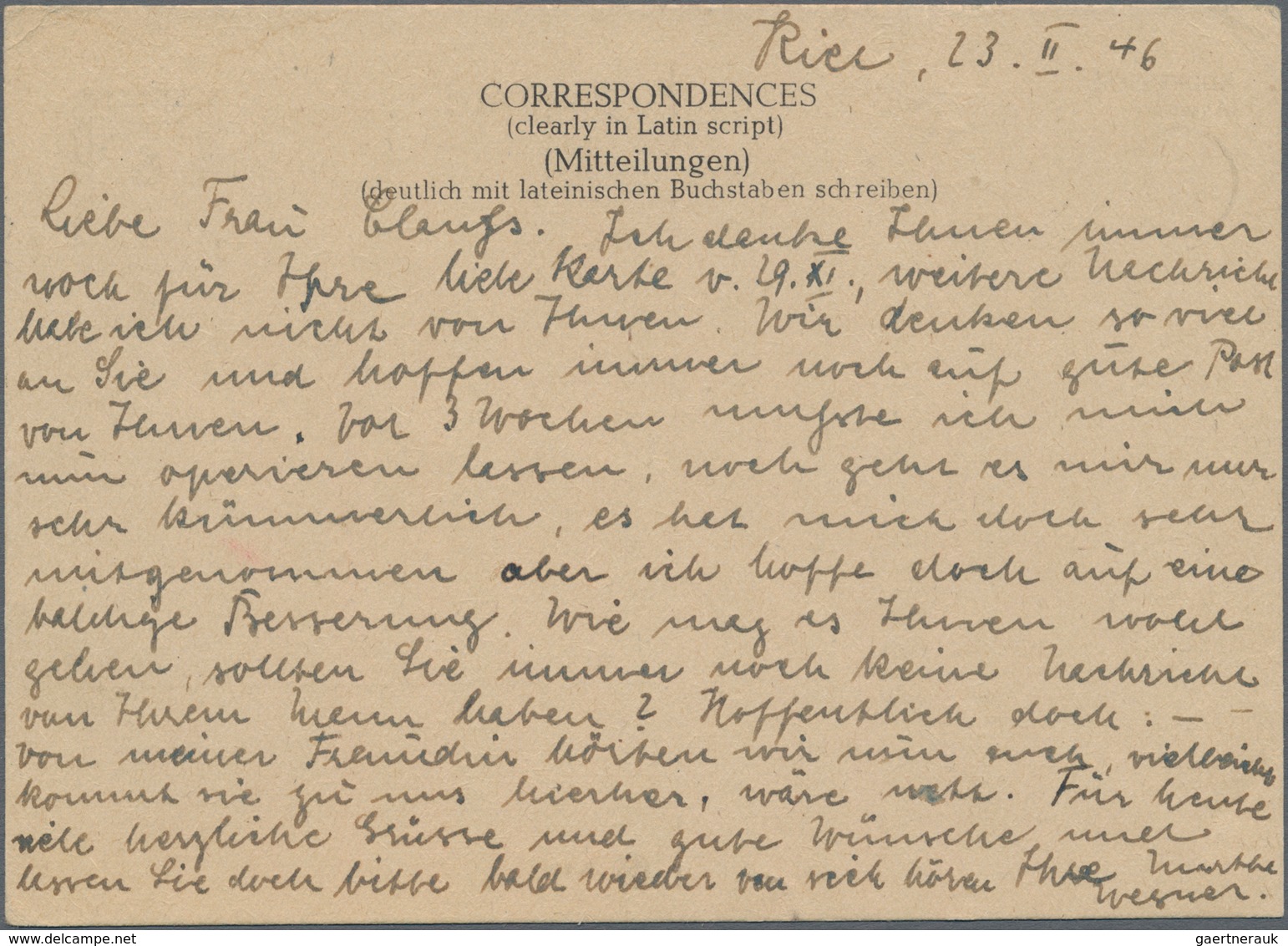 Alliierte Besetzung - Behelfsausgaben: Britische Zone: 1946. Postkarte 6 Pfg Mit Abklatsch Des Rs. V - Sonstige & Ohne Zuordnung