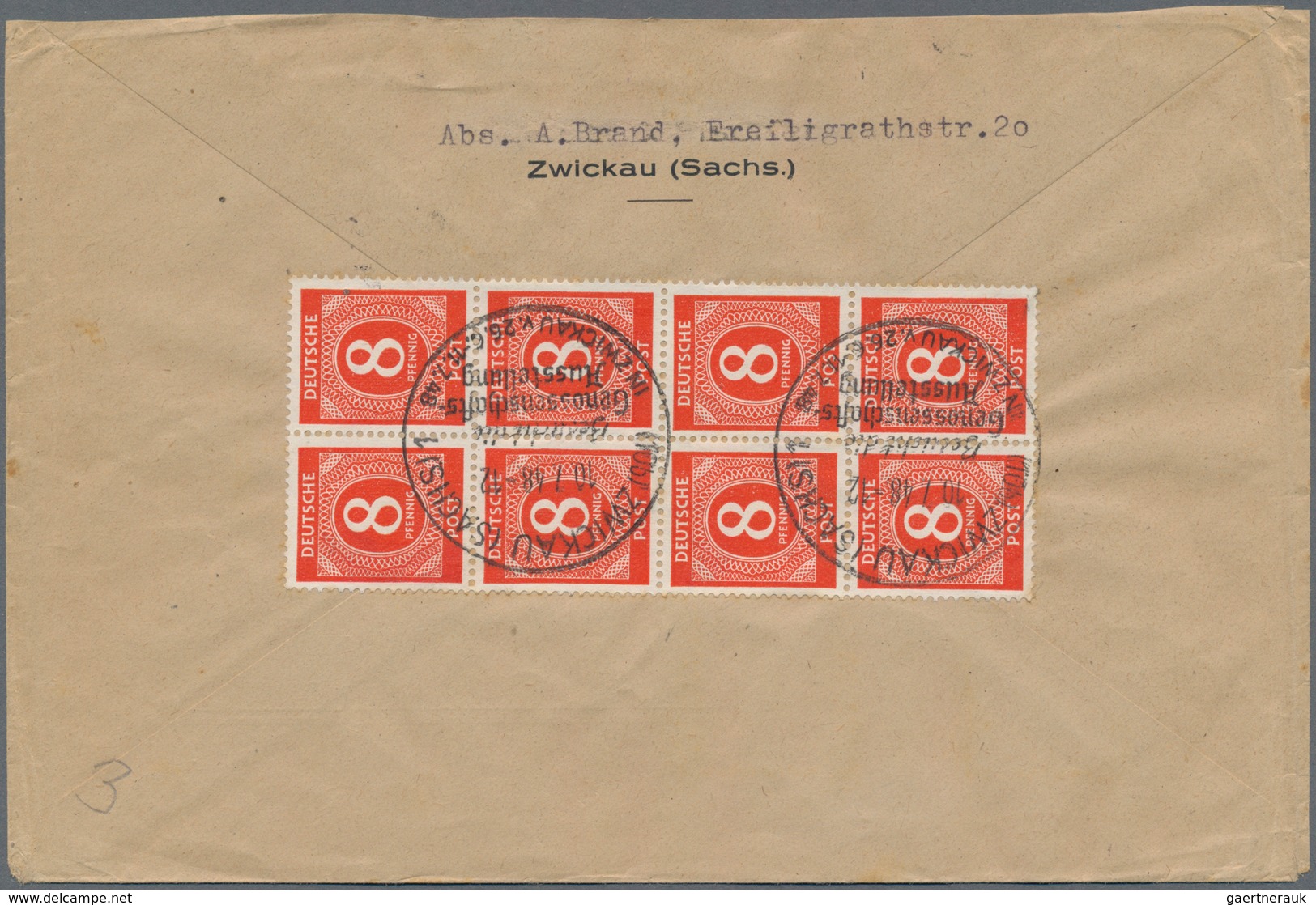 Alliierte Besetzung - Gemeinschaftsausgaben: 1946, 8 Pf Ziffer Orange Bzw. Zinnober, Gesamt 20 Stück - Other & Unclassified