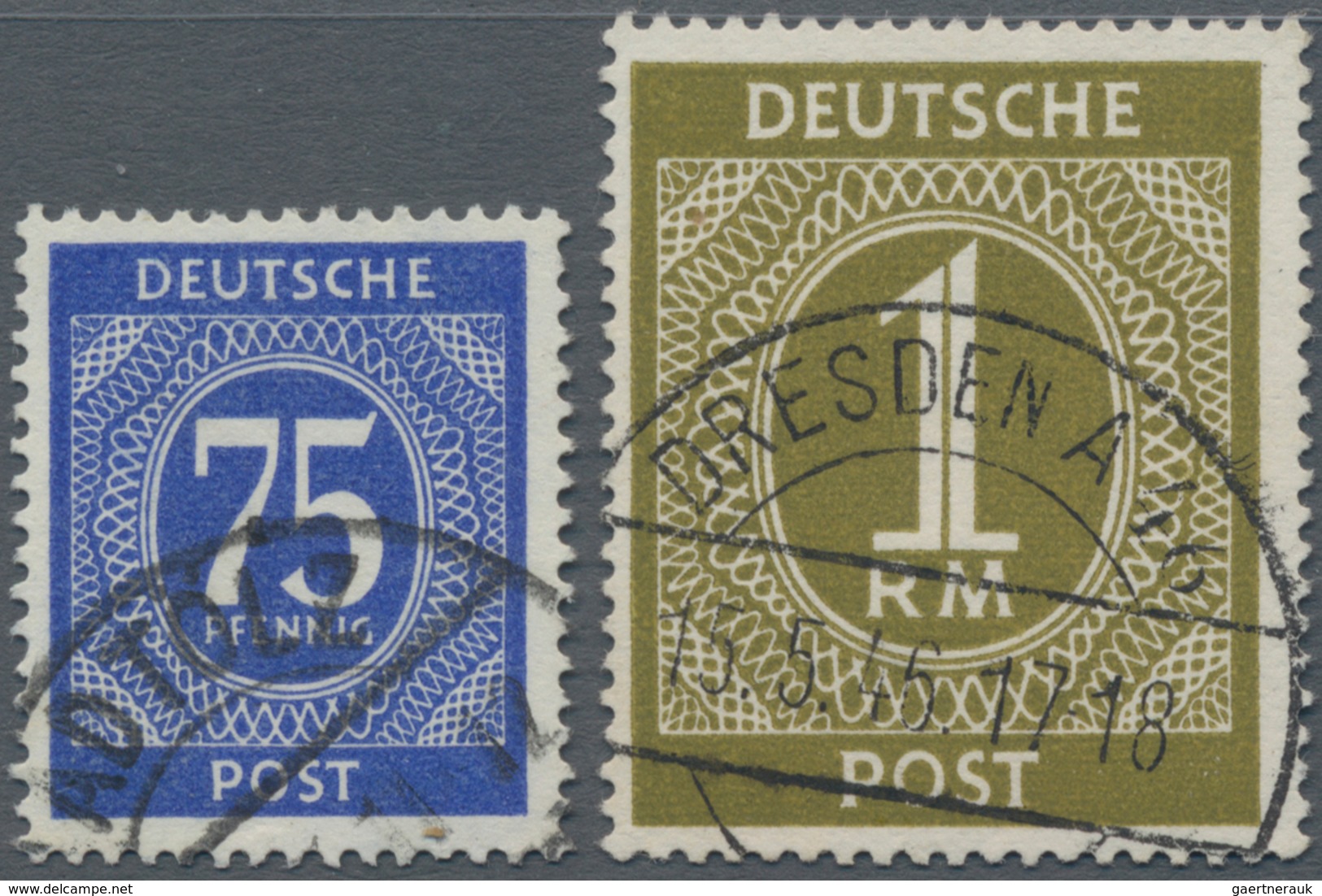 Alliierte Besetzung - Gemeinschaftsausgaben: 1946, Ziffern 75 Pf. Und 1 RM Mit Wz. STEIGEND (statt F - Other & Unclassified