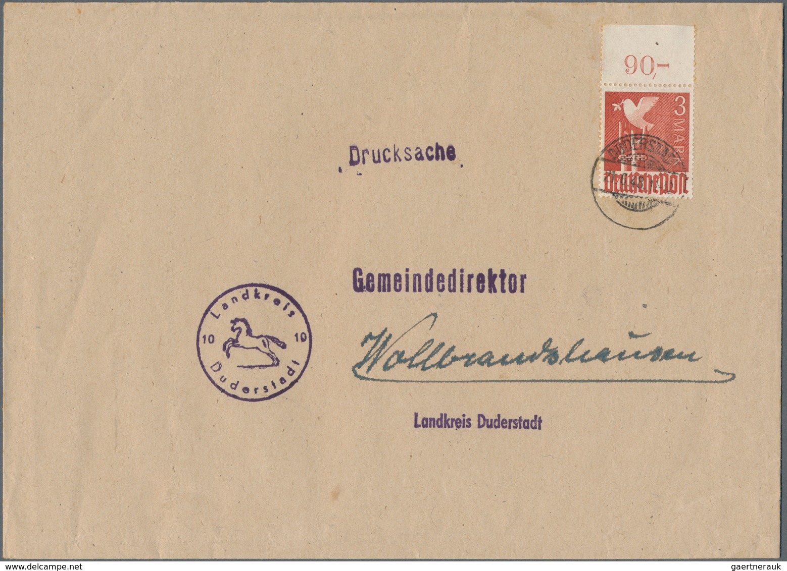 Alliierte Besetzung - Gemeinschaftsausgaben: 1948, 3 M Taube, Pl.-Druck, OR-Marke Mit Durchgezähntem - Sonstige & Ohne Zuordnung