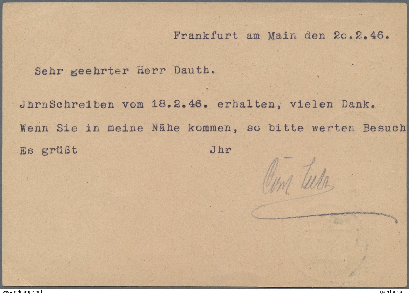 Alliierte Besetzung - Ganzsachen: 1946, Karte 5 Pfg. Ziffer, Portogerechte Bedarfsverwendung Von "FR - Sonstige & Ohne Zuordnung