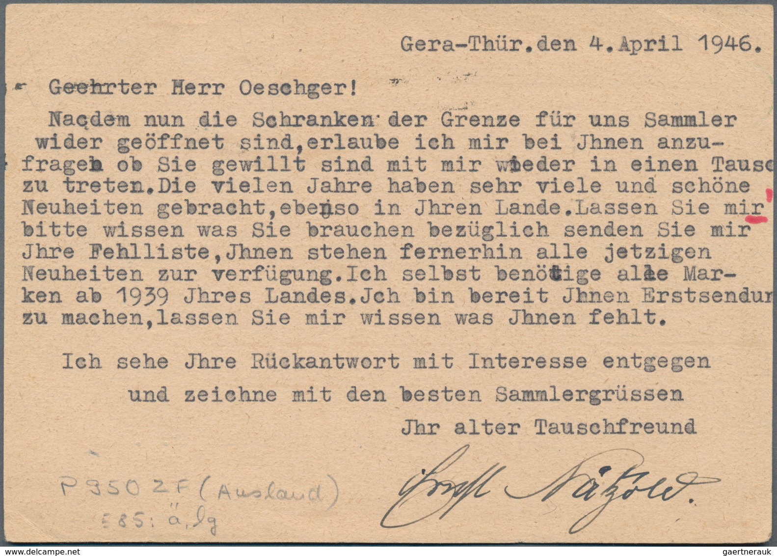 Alliierte Besetzung - Ganzsachen: 1946, I. Kontrollratsausgabe Ganzsachenpostkarte Mit Wst. Große We - Other & Unclassified