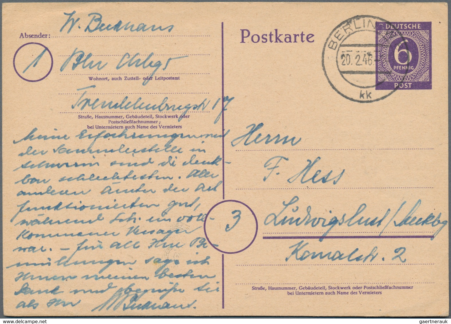 Alliierte Besetzung - Ganzsachen: 1946, I. Kontrollratsausgabe Ganzsachenpostkarte Mit Wst. Große We - Andere & Zonder Classificatie