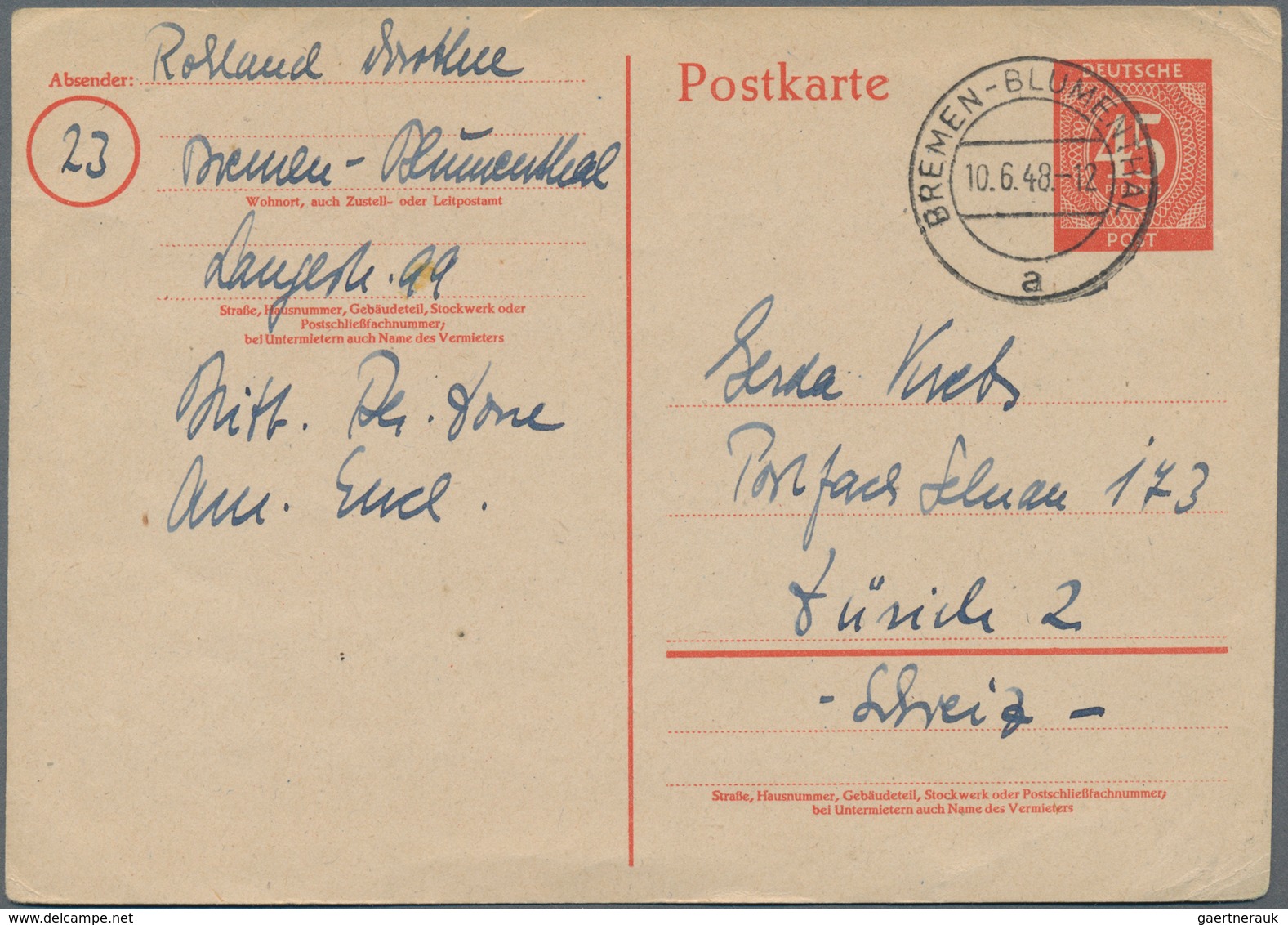 Alliierte Besetzung - Ganzsachen: 1947/48, Kontrollratsausgabe Ganzsachenpostkarte Mit Wst. Große We - Other & Unclassified