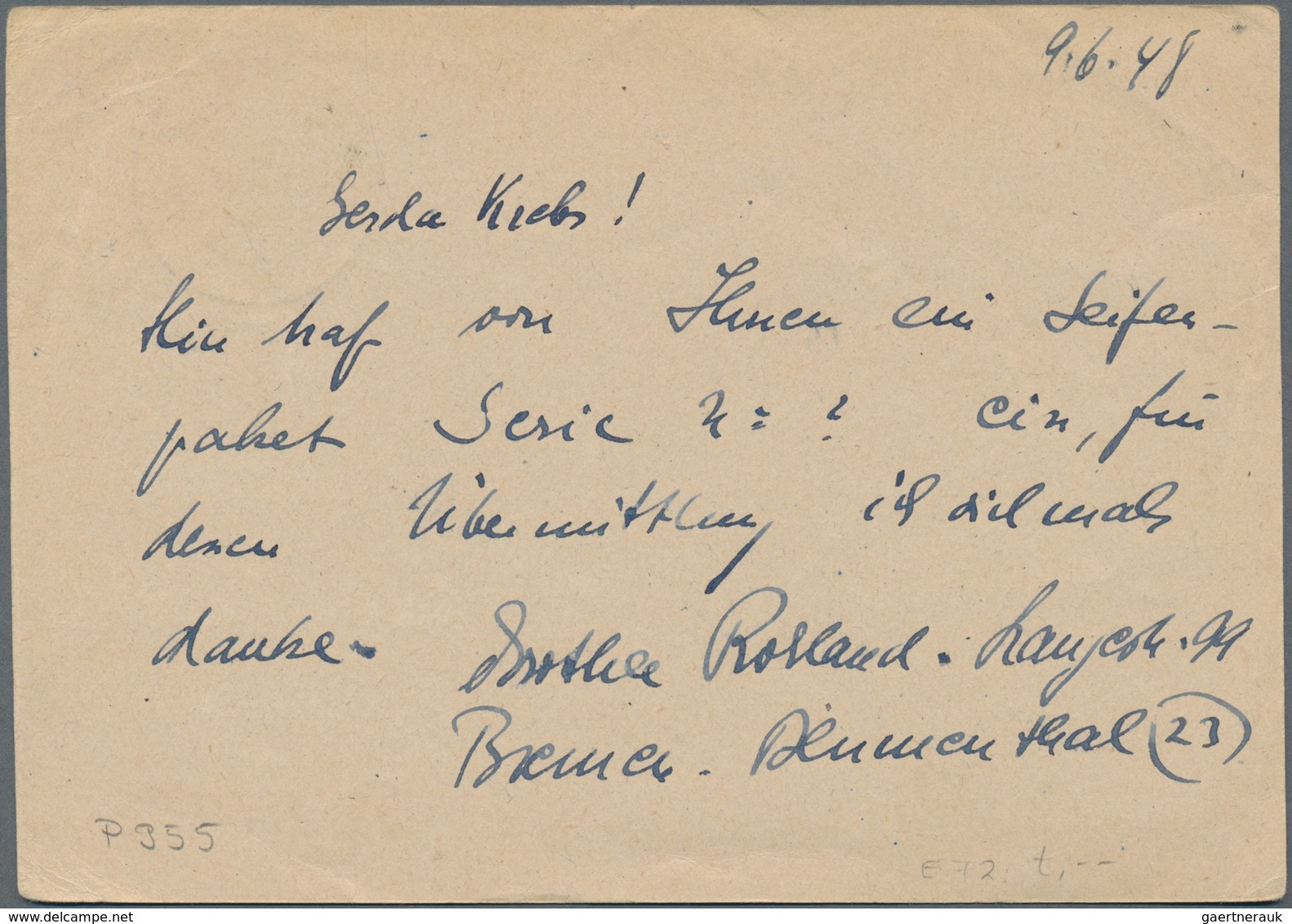 Alliierte Besetzung - Ganzsachen: 1947/48, Kontrollratsausgabe Ganzsachenpostkarte Mit Wst. Große We - Andere & Zonder Classificatie