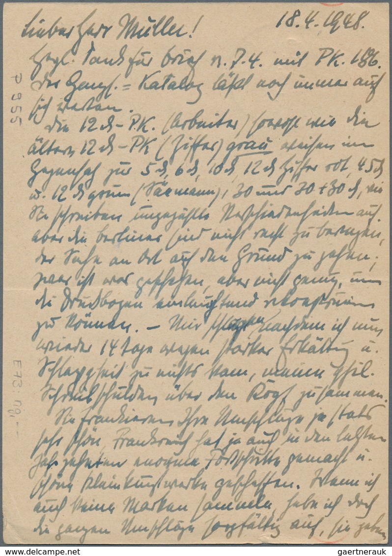 Alliierte Besetzung - Ganzsachen: 1947/48, Kontrollratsausgabe Ganzsachenpostkarte mit Wst. große We