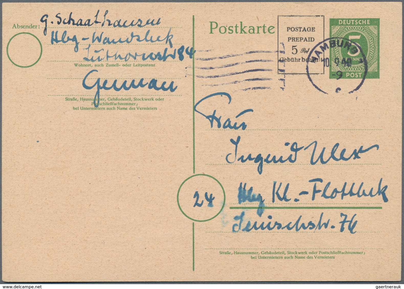 Alliierte Besetzung - Ganzsachen: 1948, I. Kontrollratsausgabe Ganzsachenpostkarte Mit Wst. Große Zi - Andere & Zonder Classificatie