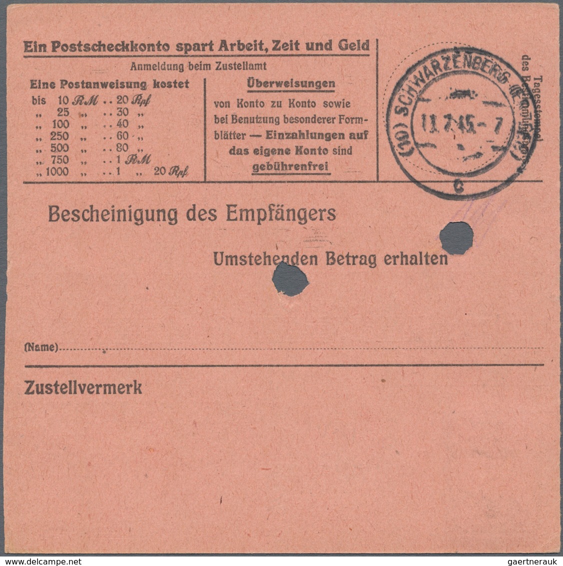 Sowjetische Zone - Sächsische Schwärzungen: 1945, 20 Pf Hitler Mit Aufdruck Type I "Schloßsilhouette - Other & Unclassified