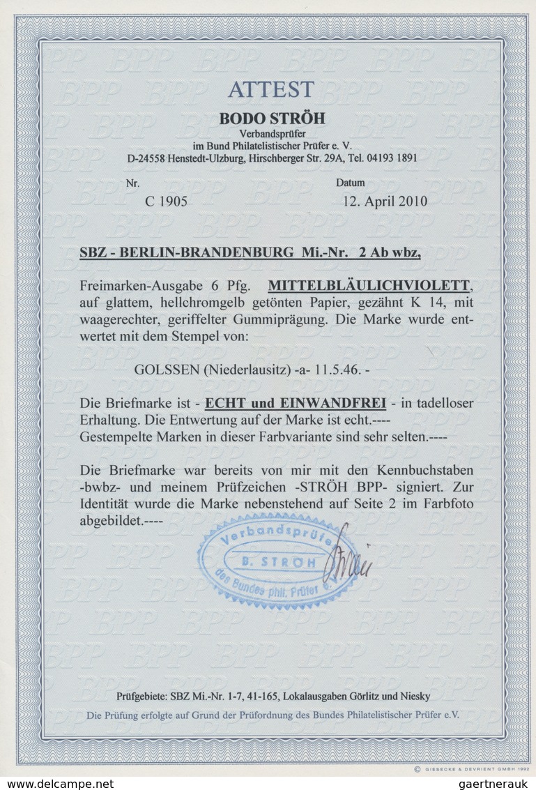 Sowjetische Zone - Berlin Und Brandenburg: 1945, 6 Pfg Mittelbläulichviolett Auf Glattem, Hellchromg - Other & Unclassified