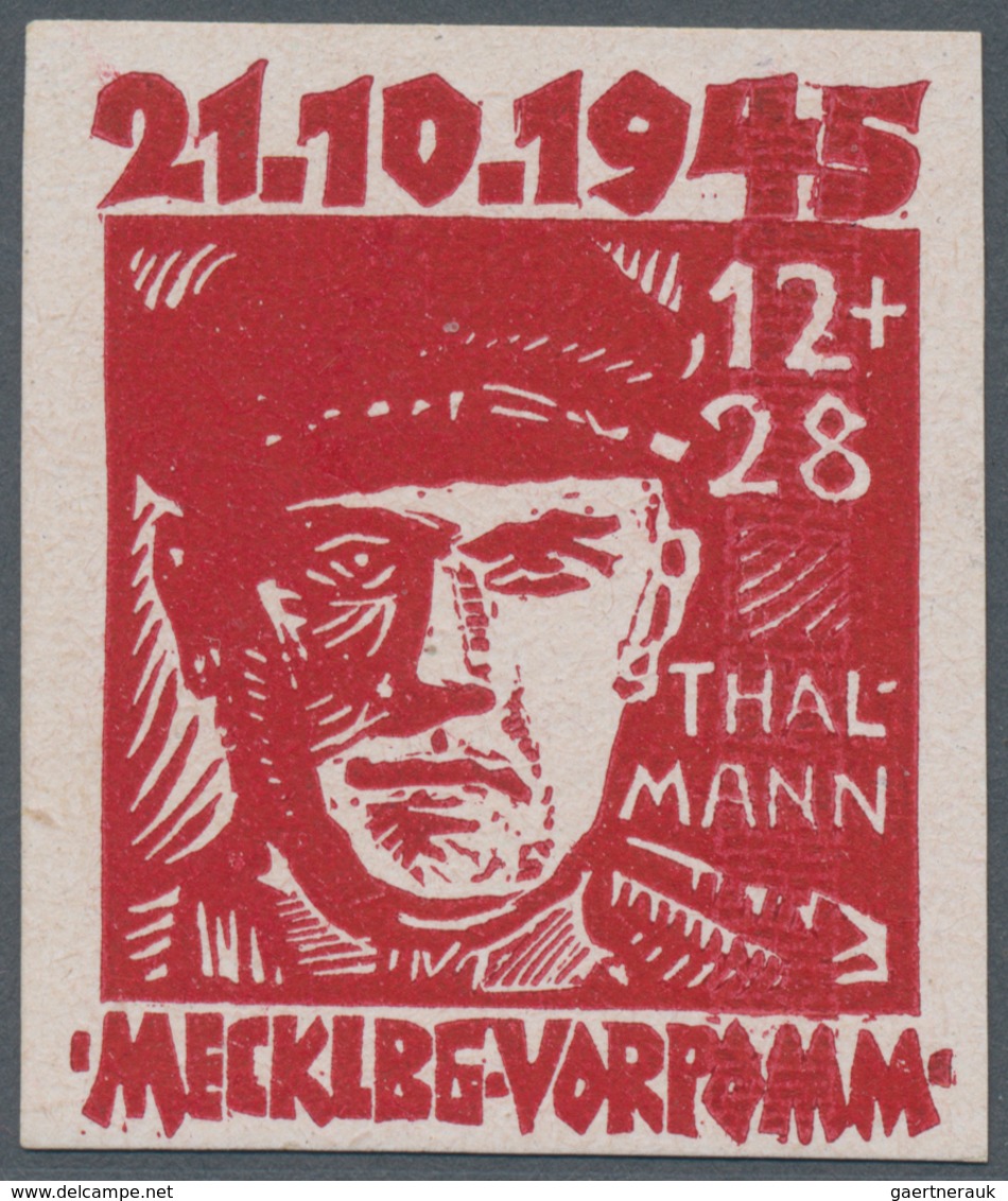 Sowjetische Zone - Mecklenburg-Vorpommern: 1945, 12+28 Pf Dunkelrot Ungezähnt Postfrisch Mit Senkr. - Other & Unclassified