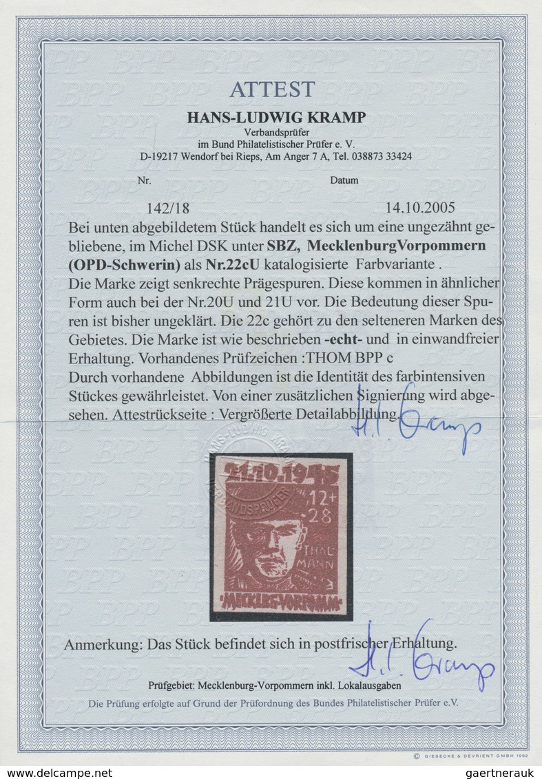 Sowjetische Zone - Mecklenburg-Vorpommern: 1945, 12+28 Pf Dunkelrot Ungezähnt Postfrisch Mit Senkr. - Andere & Zonder Classificatie