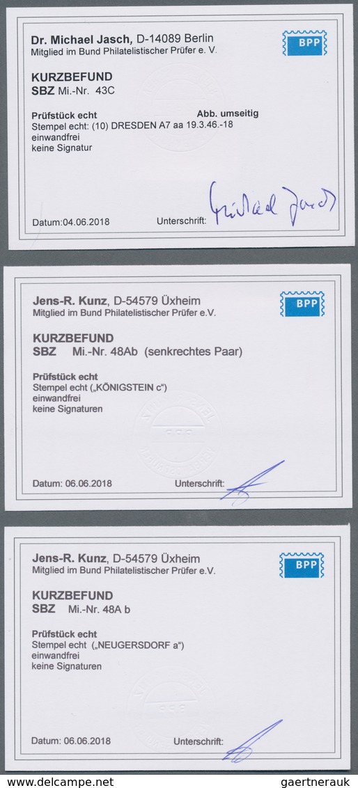 Sowjetische Zone - Ost-Sachsen: 1945, Ziffer 6 Pf Schwarzblaugrün Mit Amtlicher Versuchszähnung L 11 - Other & Unclassified