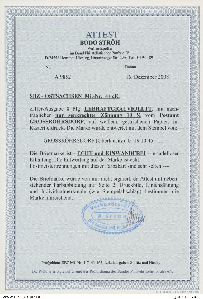 Sowjetische Zone - Ost-Sachsen: 1945. 8 Pfg Lebhaftgrauviolett Mit Nachträglicher Senkrechter Zähnun - Andere & Zonder Classificatie