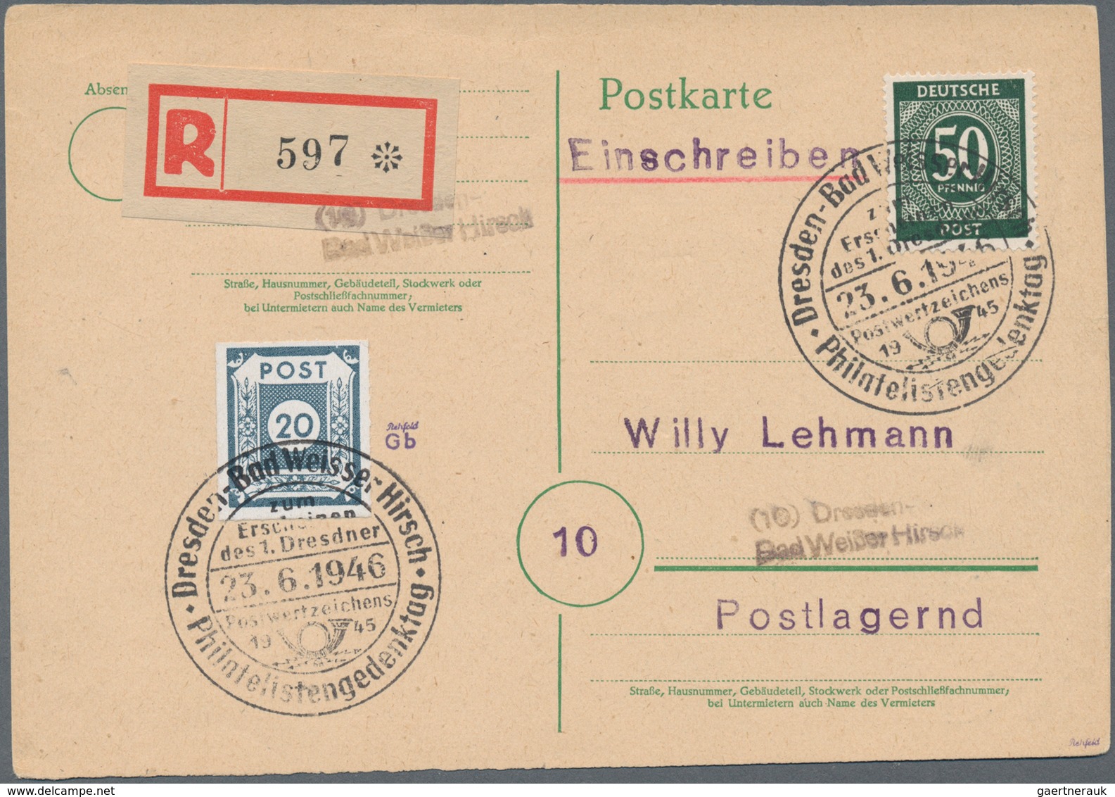 Sowjetische Zone - Ost-Sachsen: 1945, Ziffernserie 20 Pf, (dkl')blaugrau Mit Postmeistertrennung Los - Other & Unclassified