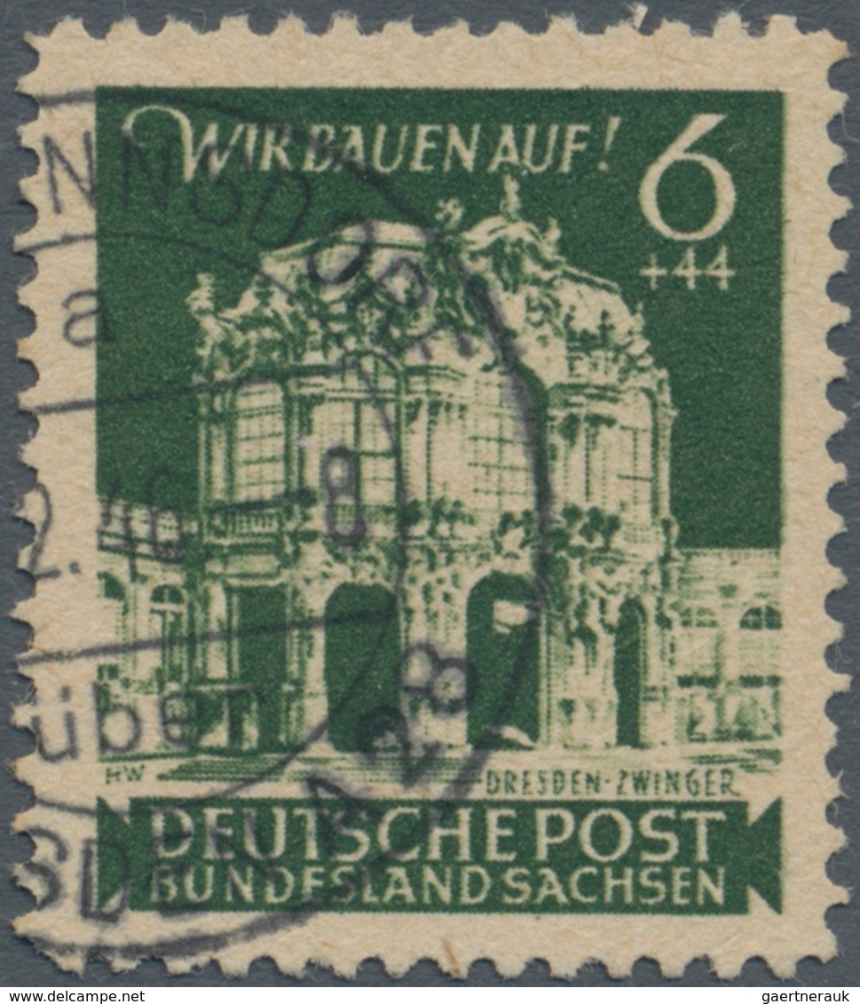 Sowjetische Zone - Ost-Sachsen: 1946 Wiederaufbau Dresdner Zwinger 6+44 Pf. Dunkelgraugrün Mit Misch - Sonstige & Ohne Zuordnung