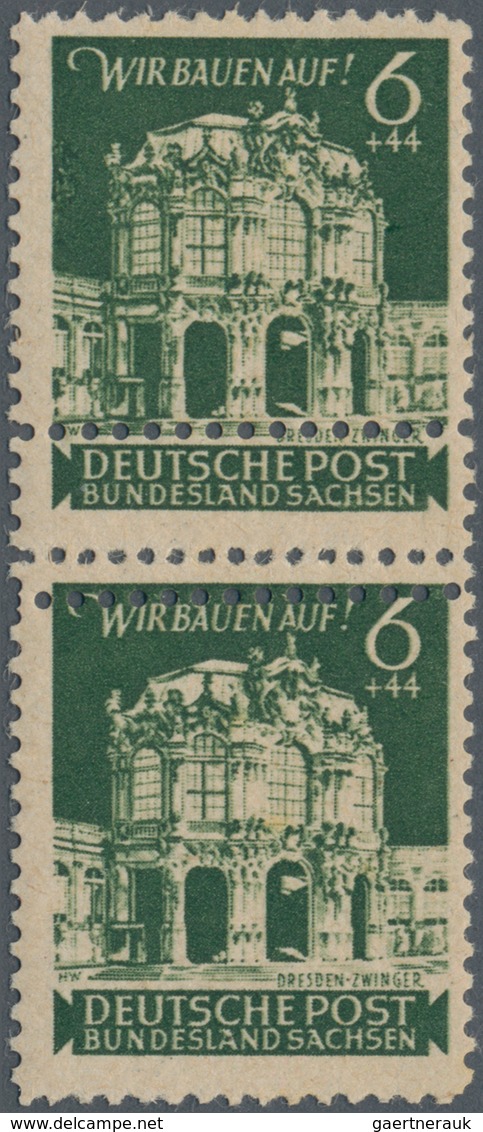 Sowjetische Zone - Ost-Sachsen: 1946, Wiederaufbau Dresdner Zwinger 6+44 Pf. Dunkelgraugrün Im Senkr - Other & Unclassified
