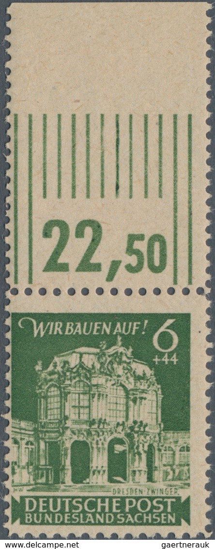 Sowjetische Zone - Ost-Sachsen: 1945, 6 Pfg Dunkelgrünoliv Mit Oberrand In Der Sehr Seltenen Mischzä - Other & Unclassified