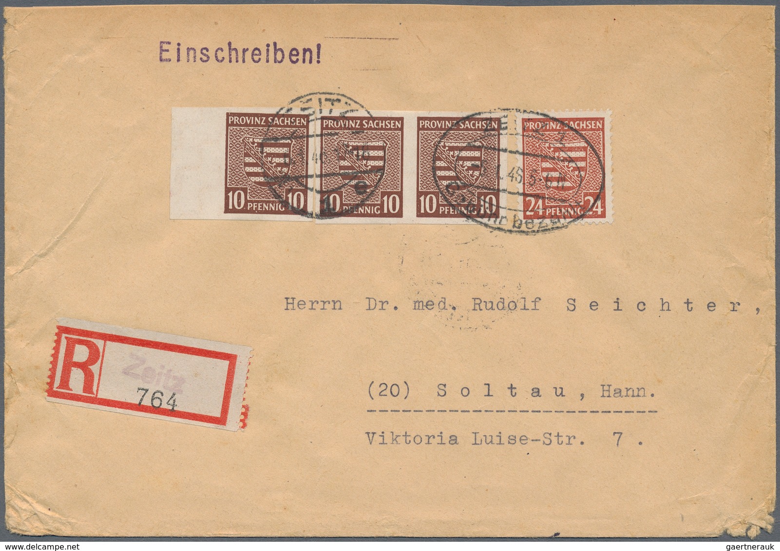 Sowjetische Zone - Provinz Sachsen: 1946, Wappen 10 Pfg. Braun Geschnitten, Waagerechtes Paar Und Ei - Sonstige & Ohne Zuordnung