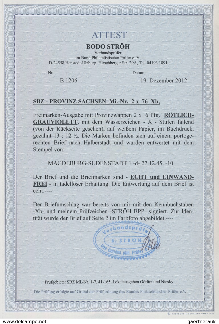 Sowjetische Zone - Provinz Sachsen: 1945, 6 Pf Rötlichgrauviolett Mit Wasserzeichen Stufen Fallend I - Andere & Zonder Classificatie