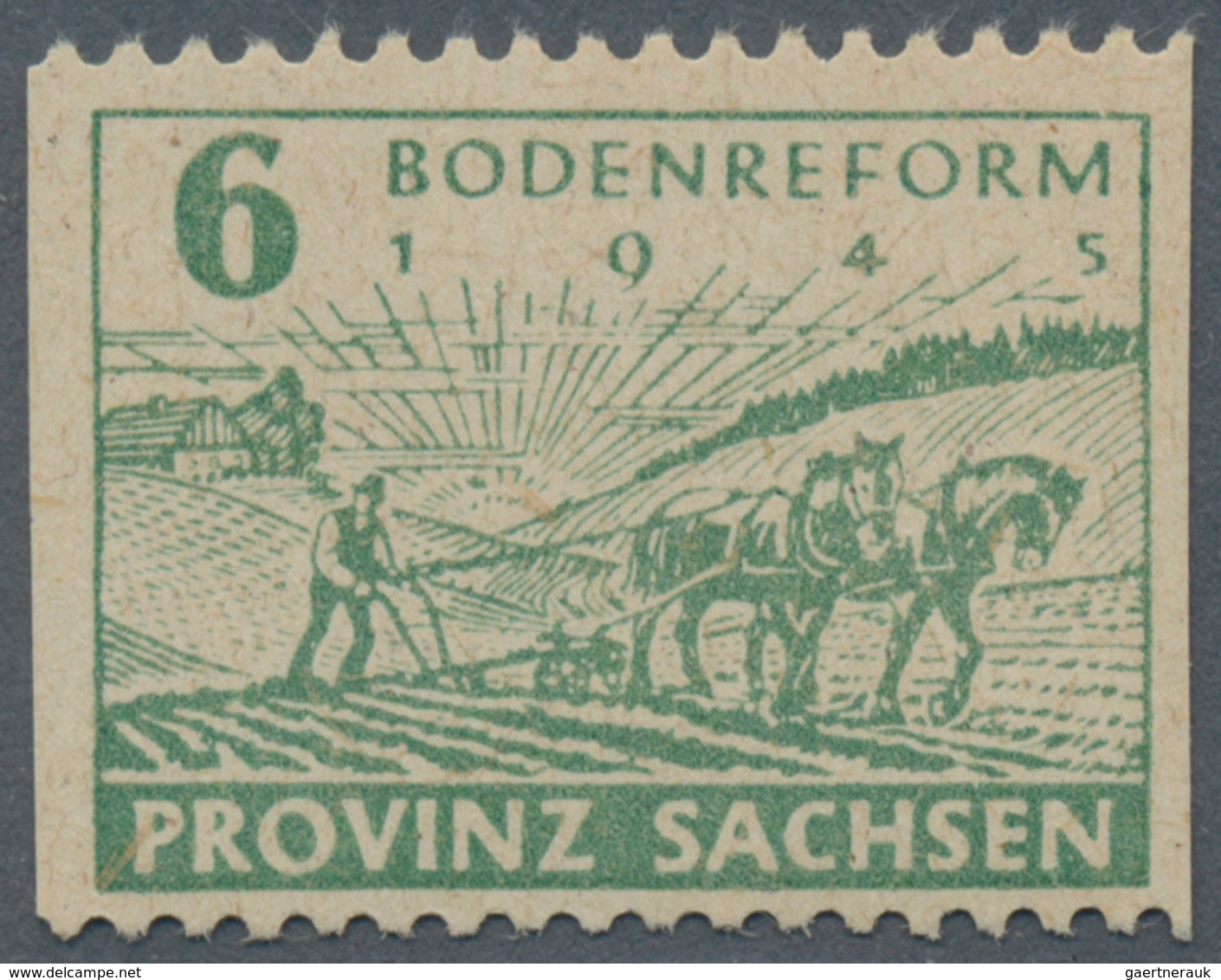 Sowjetische Zone - Provinz Sachsen: 1945, Bodenreform 6 Pf Lebhaftgrün, Mit Postmeistertrennung, Nur - Other & Unclassified