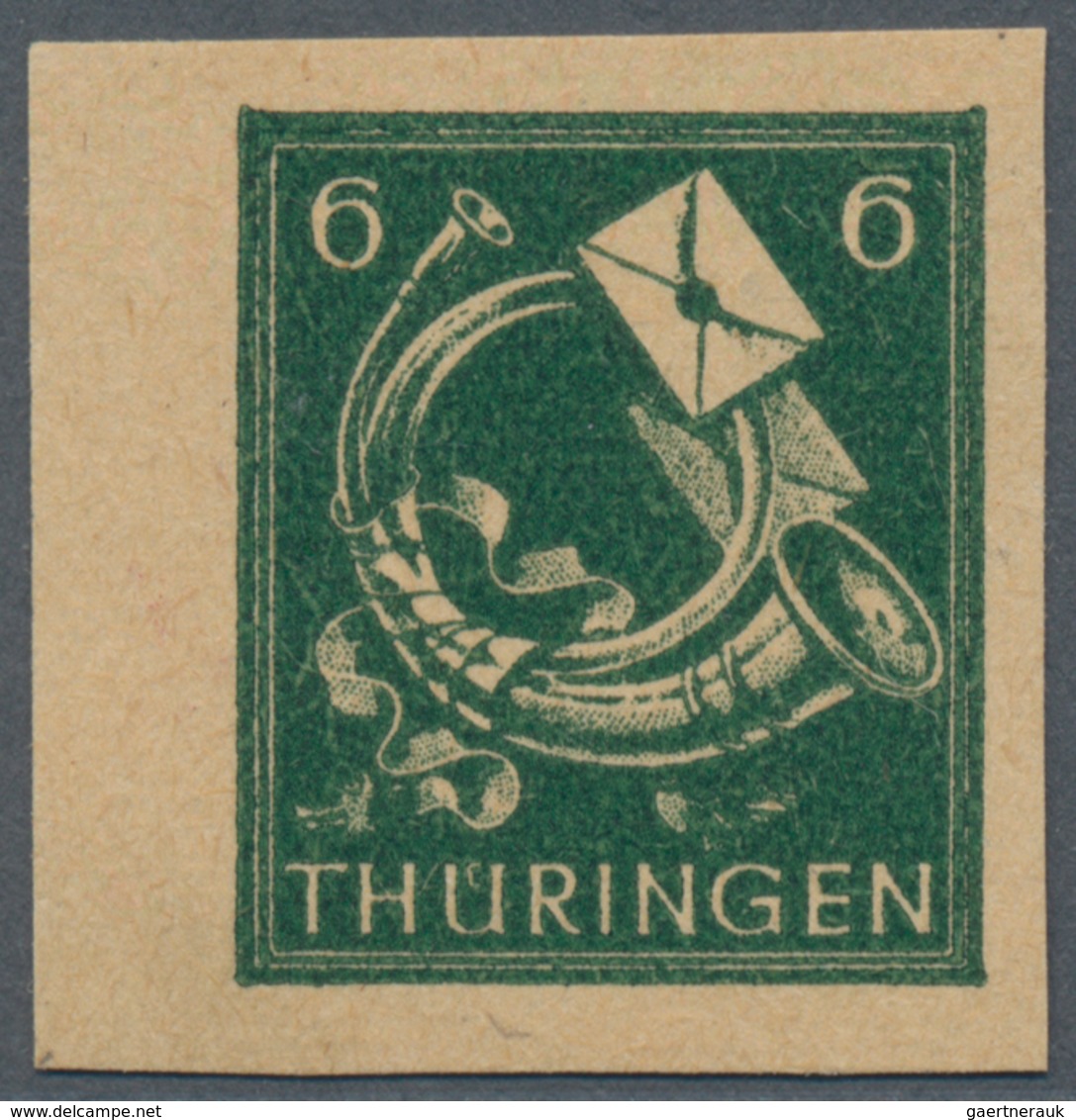 Sowjetische Zone - Thüringen: 1945, Posthorn 6 Pf Vom Linken Seitenrand Als UNGEZÄHNTER Versuchsdruc - Sonstige & Ohne Zuordnung