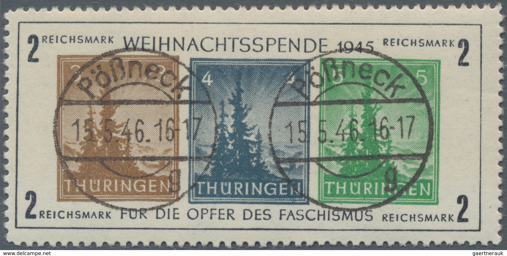 Sowjetische Zone - Thüringen: 1945, Antifa-Block Auf Weißem, Holzfreien Kartonpapier Type III, Saube - Other & Unclassified