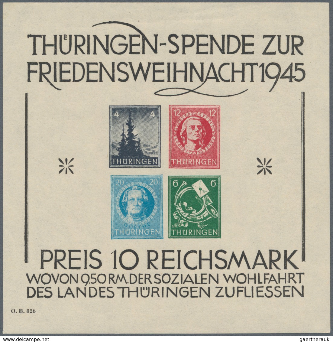 Sowjetische Zone - Thüringen: 1945, Sonderdruck Der Blockausgabe Weihnachten OHNE DURCHSTICH, Tadell - Sonstige & Ohne Zuordnung