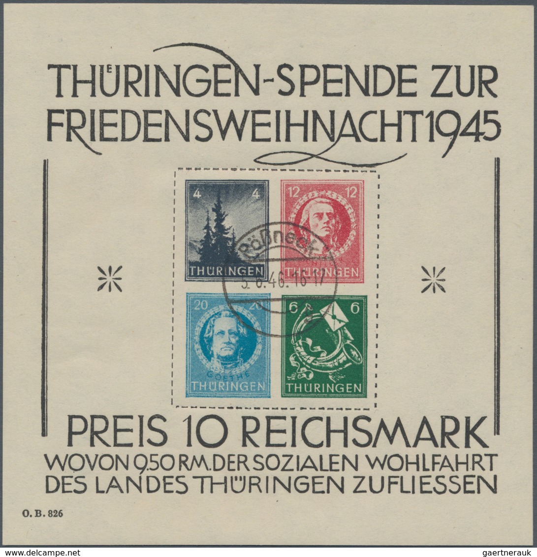 Sowjetische Zone - Thüringen: 1945, Weihnachts-Block Auf Weißem, Holzfreien Papier, Ideal Zentrisch - Other & Unclassified