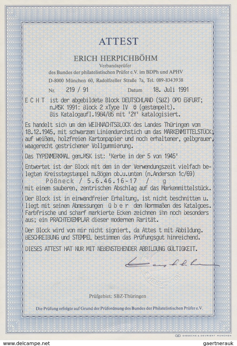 Sowjetische Zone - Thüringen: 1945, Weihnachts-Block Auf Weißem, Holzfreien Papier, Ideal Zentrisch - Other & Unclassified