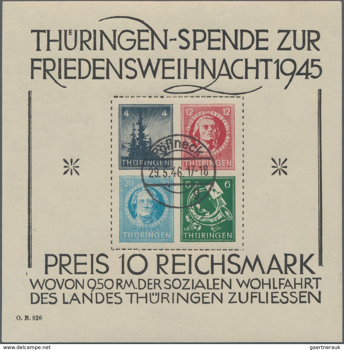 Sowjetische Zone - Thüringen: 1945, Blockausgabe Weihnachten Auf Weißem Papier In Type II (oben Abge - Andere & Zonder Classificatie