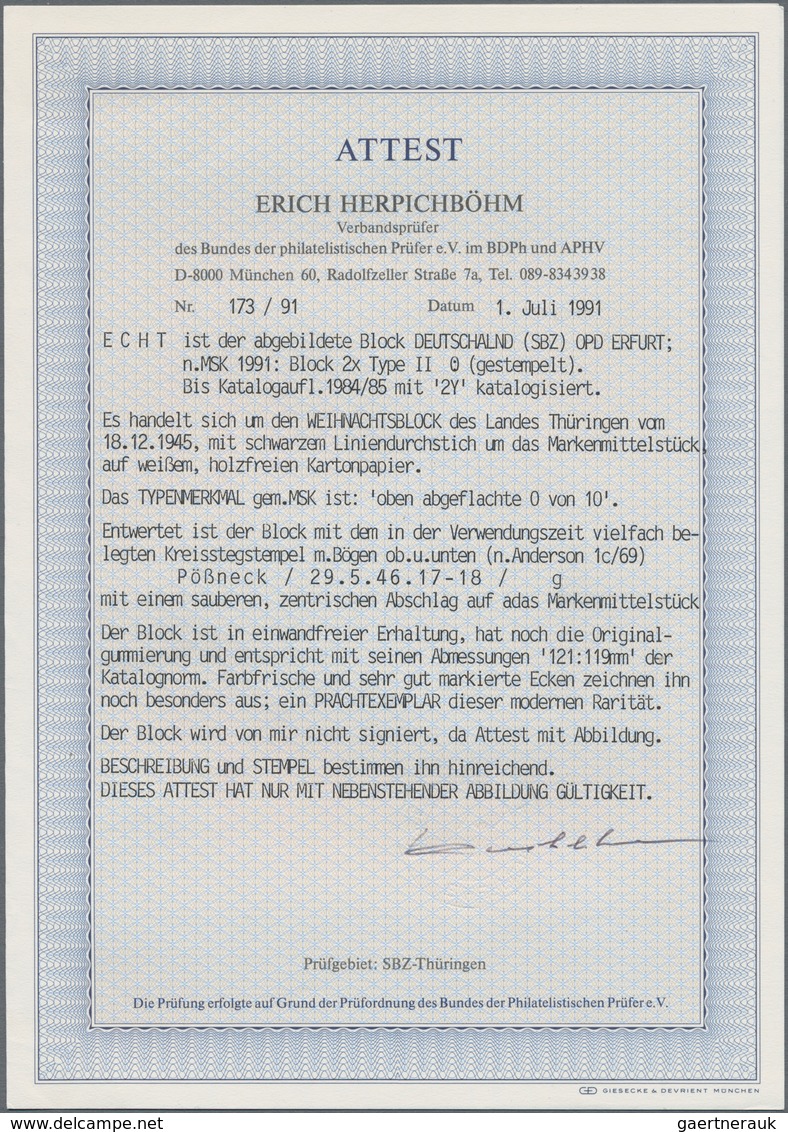 Sowjetische Zone - Thüringen: 1945, Blockausgabe Weihnachten Auf Weißem Papier In Type II (oben Abge - Sonstige & Ohne Zuordnung