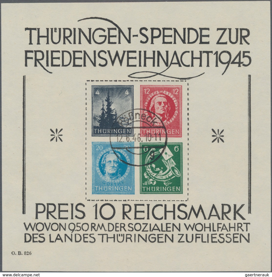 Sowjetische Zone - Thüringen: 1945, Blockausgabe Weihnachten Auf Weißem Papier In Type III (Kerbe Im - Sonstige & Ohne Zuordnung