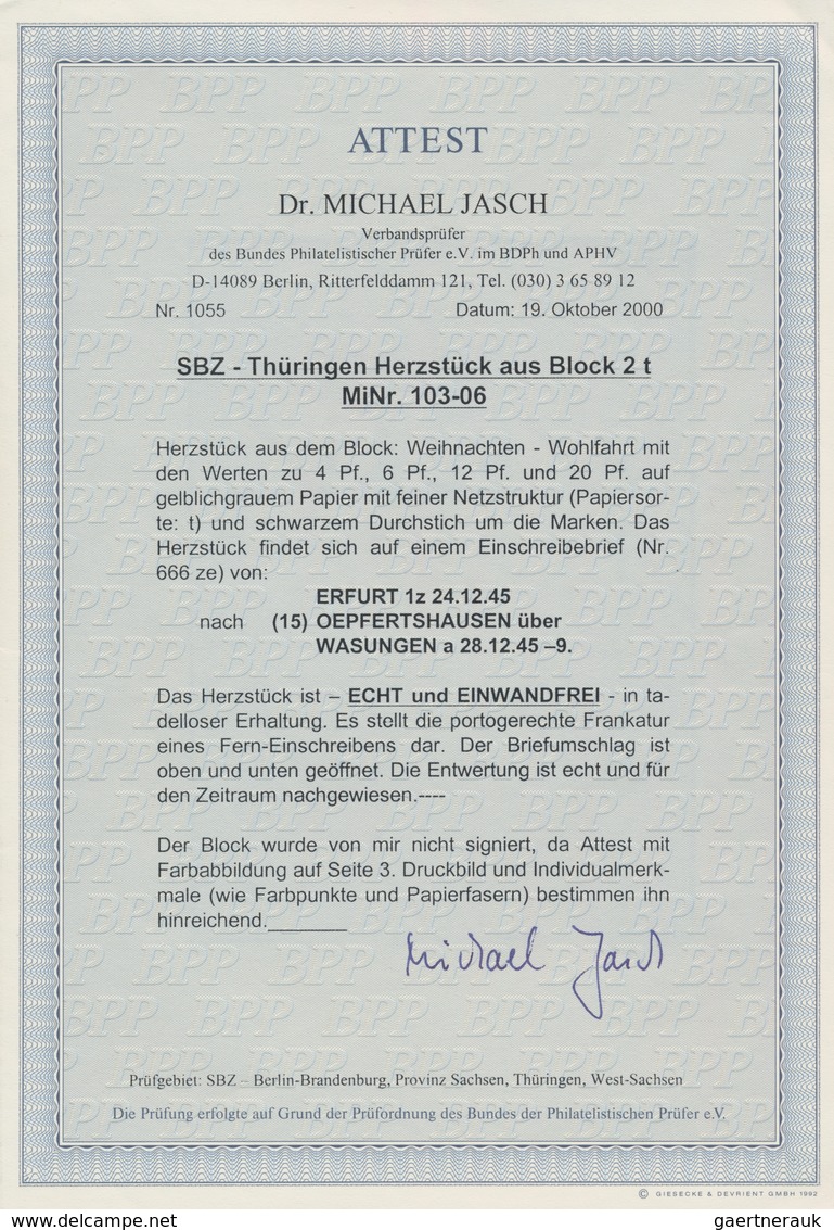 Sowjetische Zone - Thüringen: 1945, Herzstück Aus Block 2 T Als Extrem Seltene Frankatur Auf Portoge - Andere & Zonder Classificatie