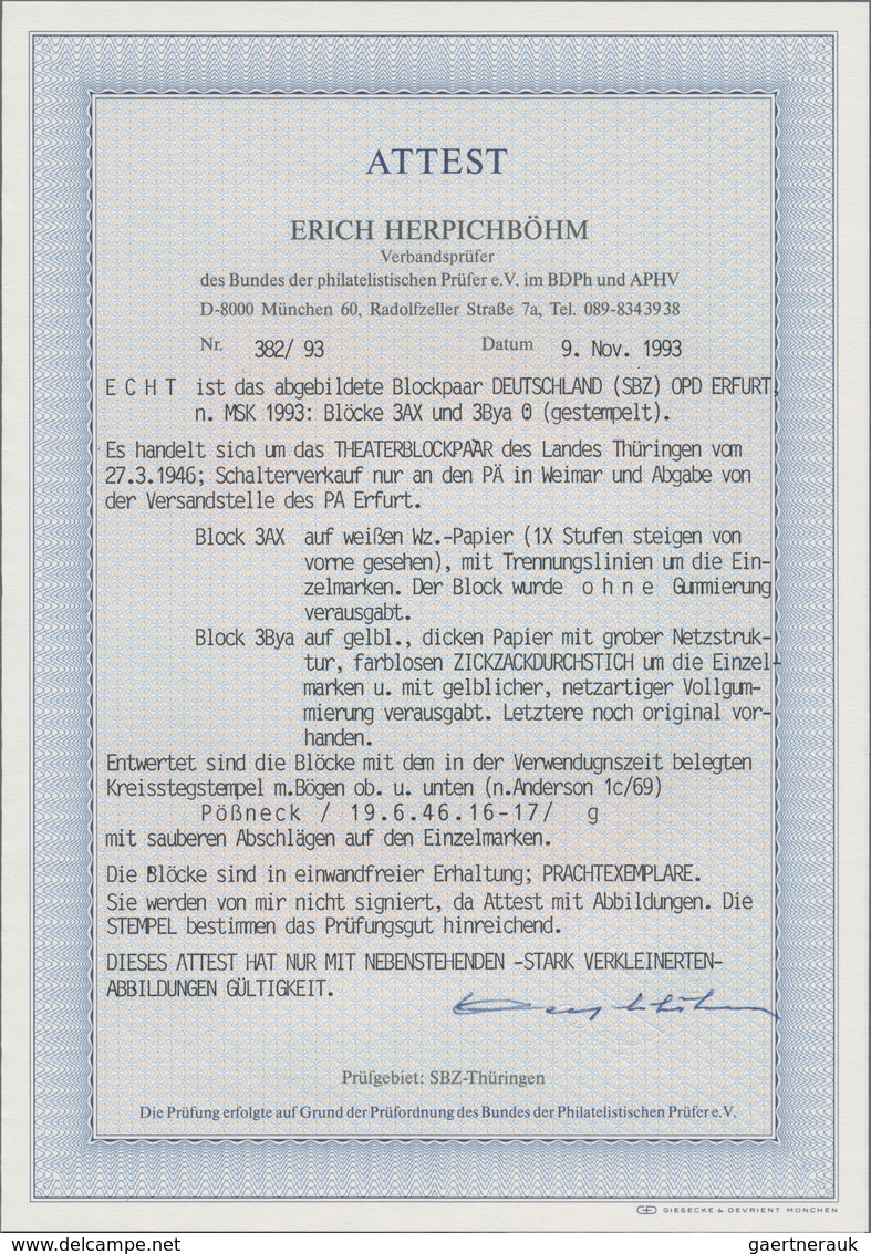 Sowjetische Zone - Thüringen: 1946, Theaterblock Mit Den Wertstufen 6 Pf Bis 40 Pf, Mit Wz. XZ "Stuf - Other & Unclassified